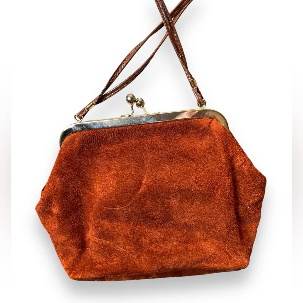 Kisslock purse Daniela sweet rust orange Italian crossbody clutch bag